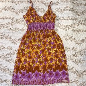 Great condition Elastic smocked sun dress Hawaiian Rainbow Jo Hilo floral print